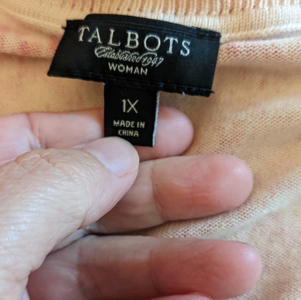 Talbots Pastel Button-down 3/4-sleeve cardigan sweater, size 1X - Picture 8 of 9